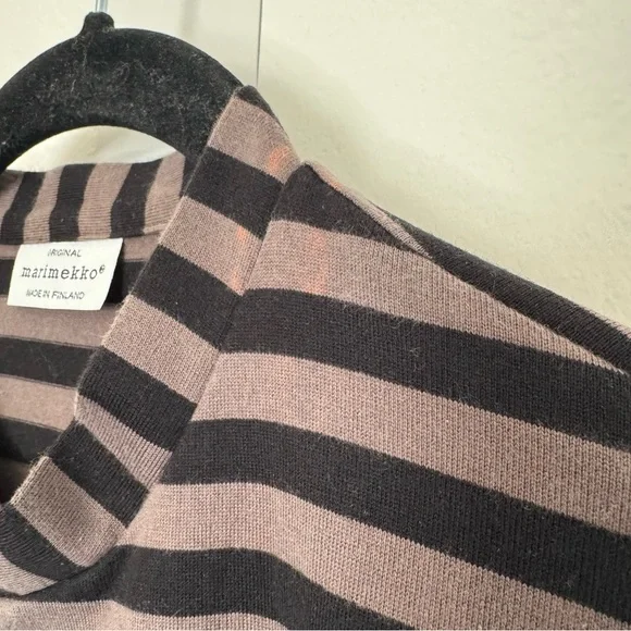 Marimekko Kaste A-Line Dress Cotton Stripes Pockets * FLAWS * - Picture 8 of 16